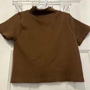 Plane brown turtle neck crop top